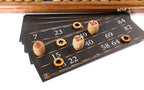 Close-up of lotto cards with hornbeam barrels and round markers