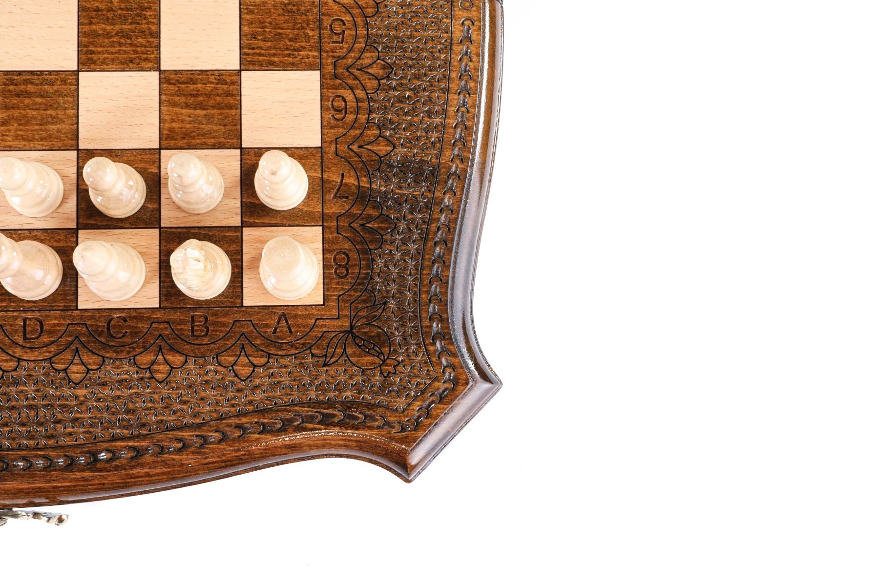 Wooden Chess Set with Contour Outline 40 cm / 15.6" - Unumperfectus