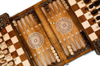 Backgammon board revealed under the chess surface