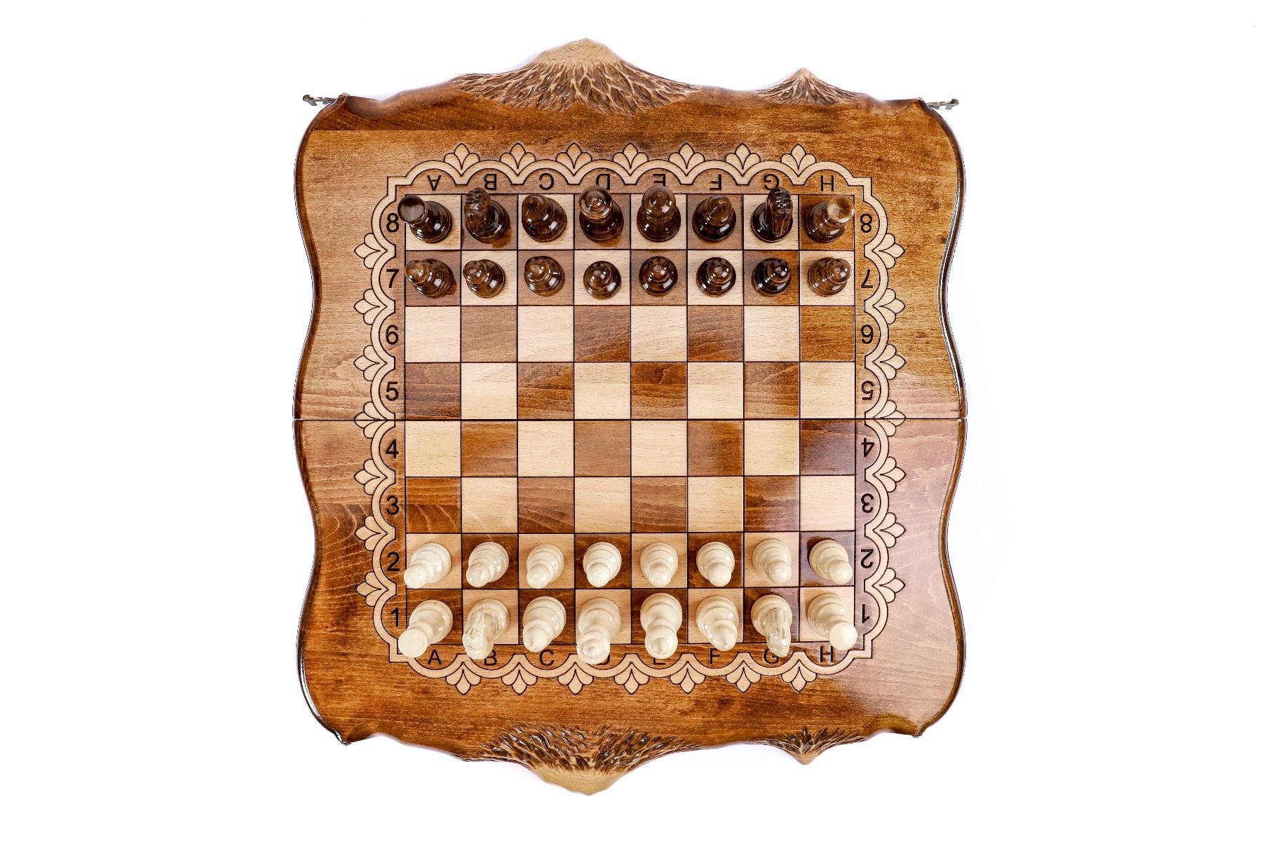 Wooden Chess & Backgammon Set — Braid Pattern 50 cm | 19.7" - Unumperfectus