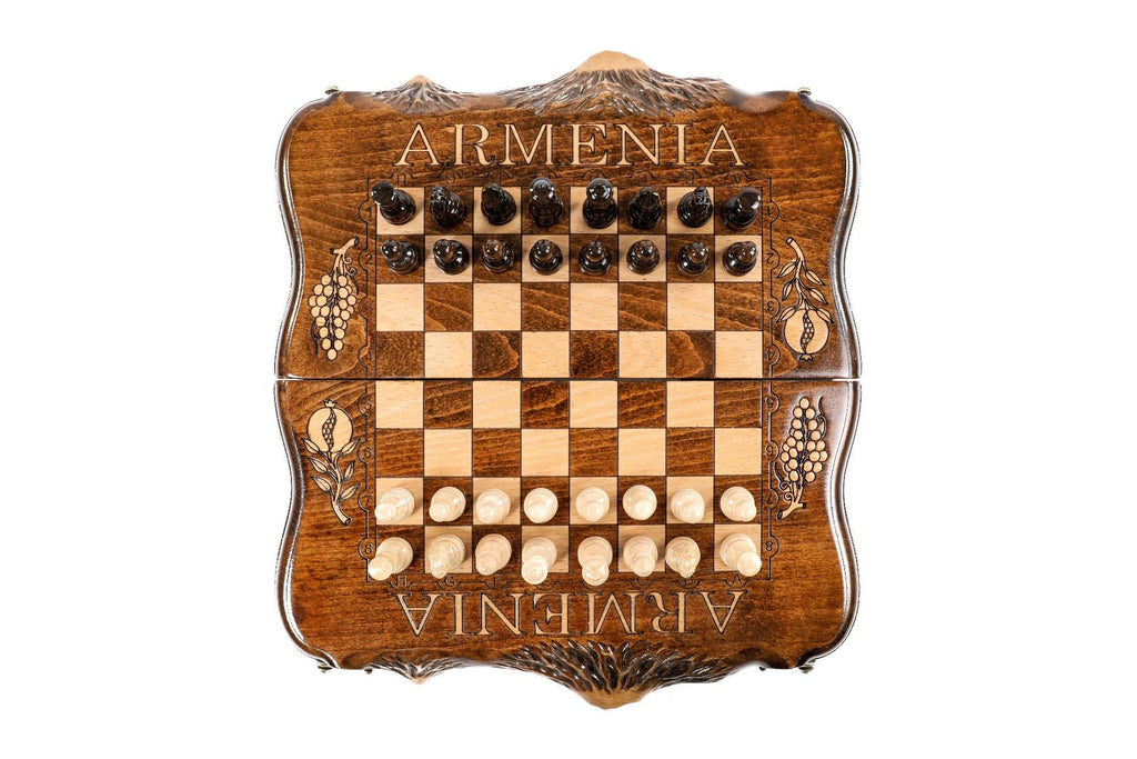 Mount Ararat Wooden Chess & Backgammon Board | Copyrighted Outline - Unumperfectus