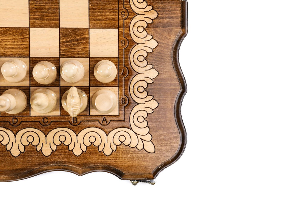 Wooden Chess Set with Contour Outline 19.7" | 50 cm - Unumperfectus
