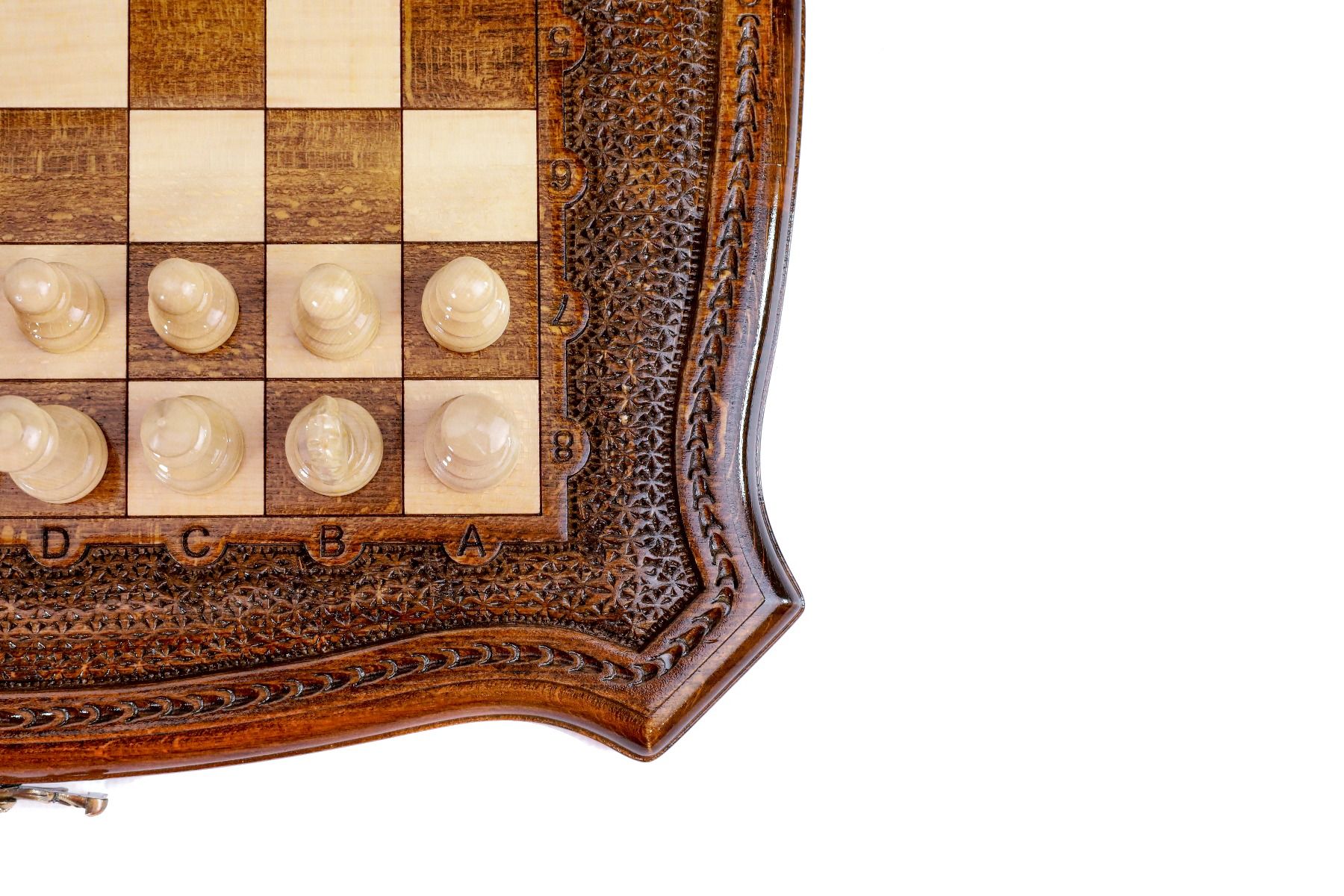 Wooden Carved Chess Set With Contour Outline 40 cm | 15.6" - Unumperfectus
