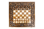 Ornamental bas-relief chess-backgammon classic