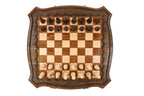 Carved / chess and backgammon set - carrying case included