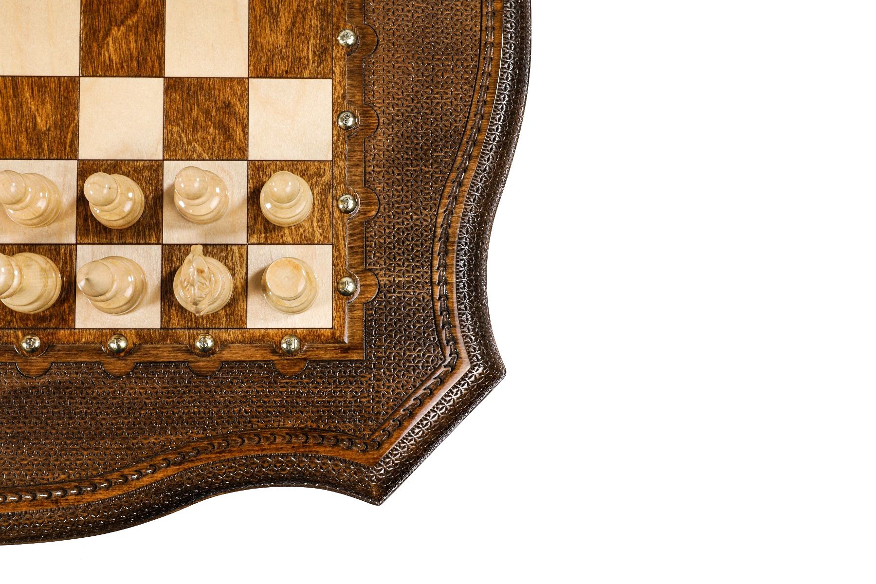 Wooden Carved Table Chess Set With Contour Outline 60 cm | 24.7" - Unumperfectus