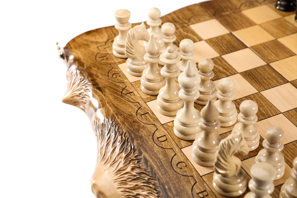 Handmade Chess Set With Mount Ararat Outline 50 cm | 19.7" - Unumperfectus