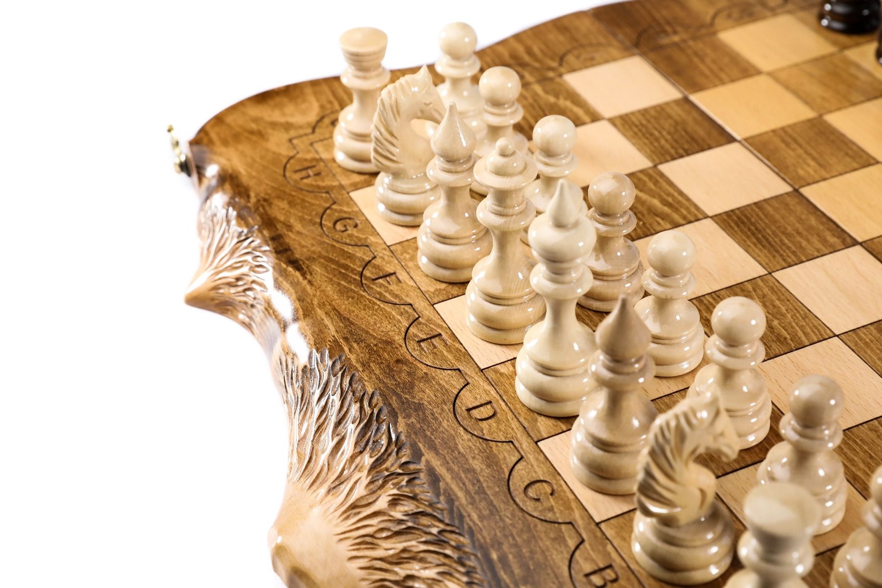 Handmade Chess Set With Mount Ararat Outline 50 cm | 19.7" - Unumperfectus