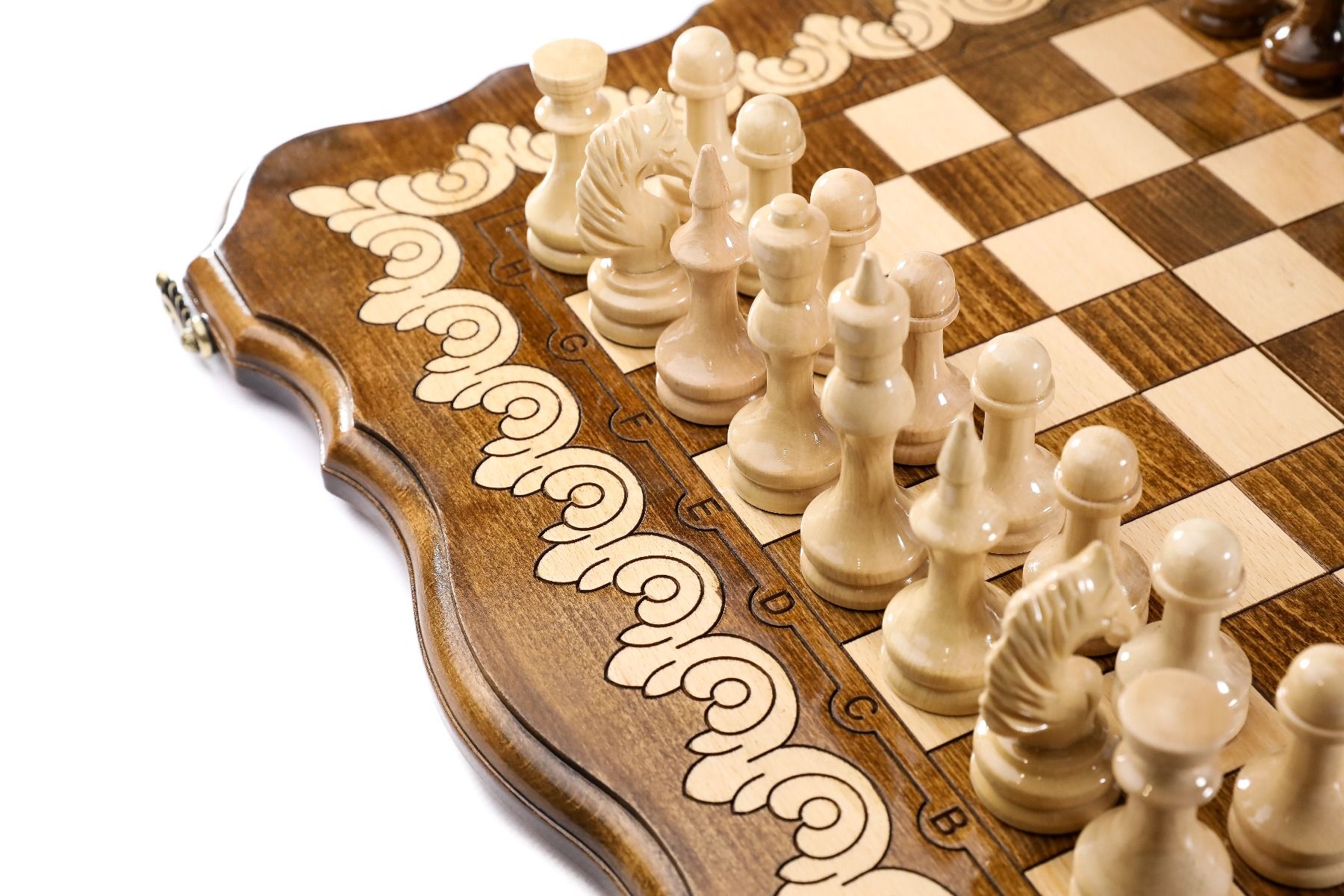 Wooden Chess Set with Contour Outline 19.7" | 50 cm - Unumperfectus