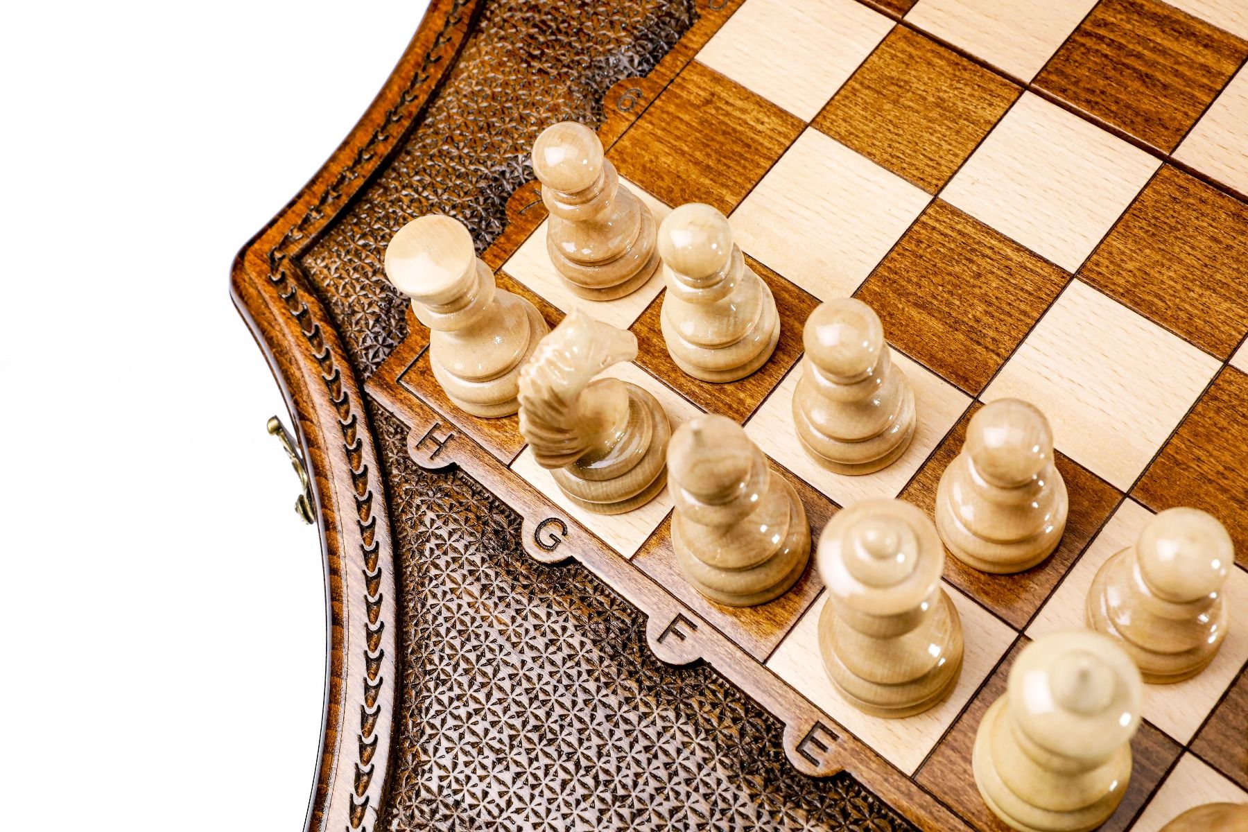 Wooden Carved Chess Set Star-Shaped 60 cm | 24.7" - Unumperfectus