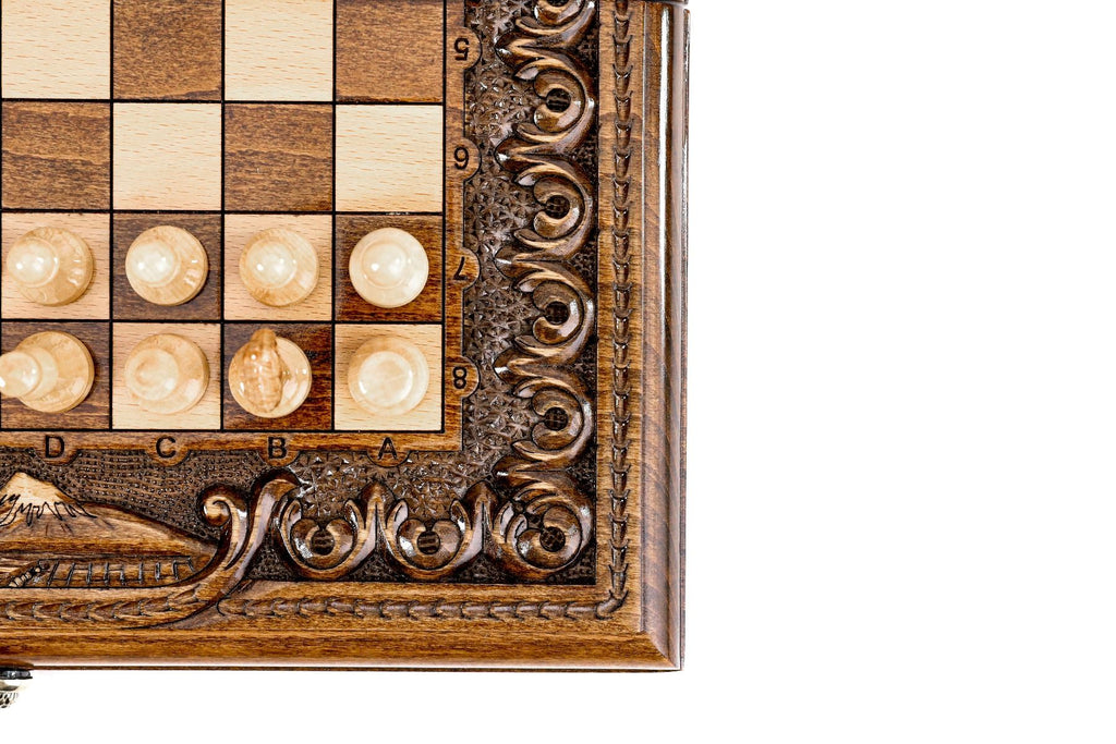 Armenian Chess & Backgammon Set with Mount Ararat 15.7" | 40 cm