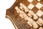 Carved Contour Outline chess set - detail of the carved border