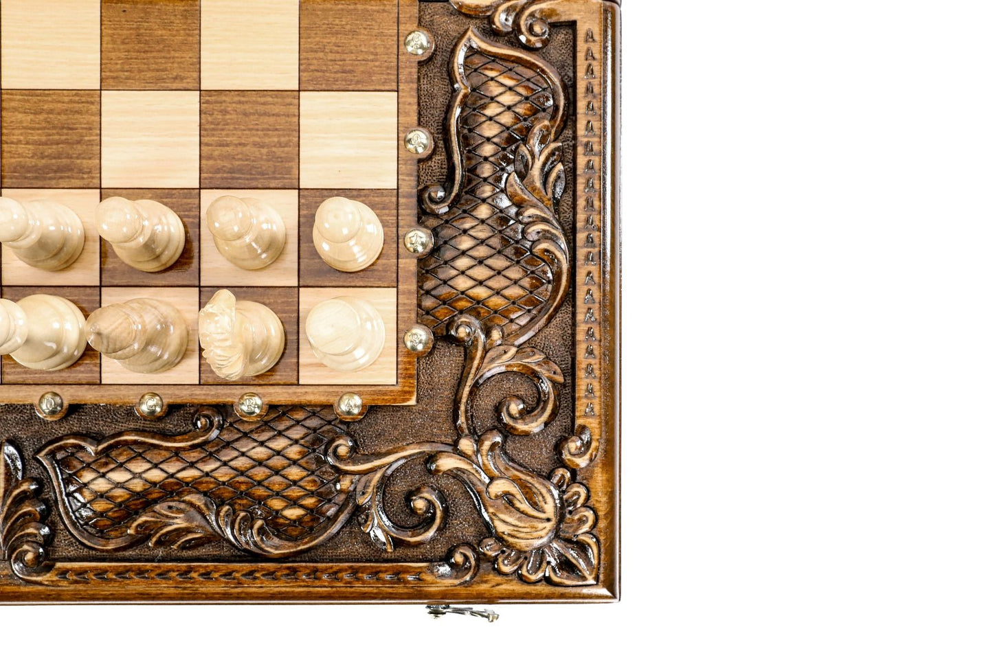 Ornamental bas-relief chess-backgammon classic