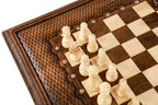 Detail of the wood grain on the carved chess table