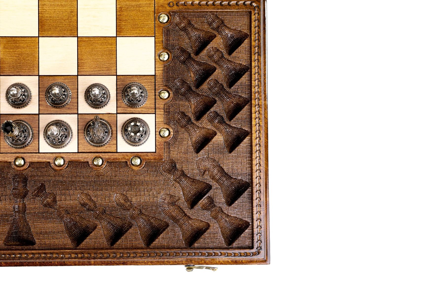 Wooden Carved Chess Set Ornamental Bas-Relief 60 cm | 24.7" - Unumperfectus