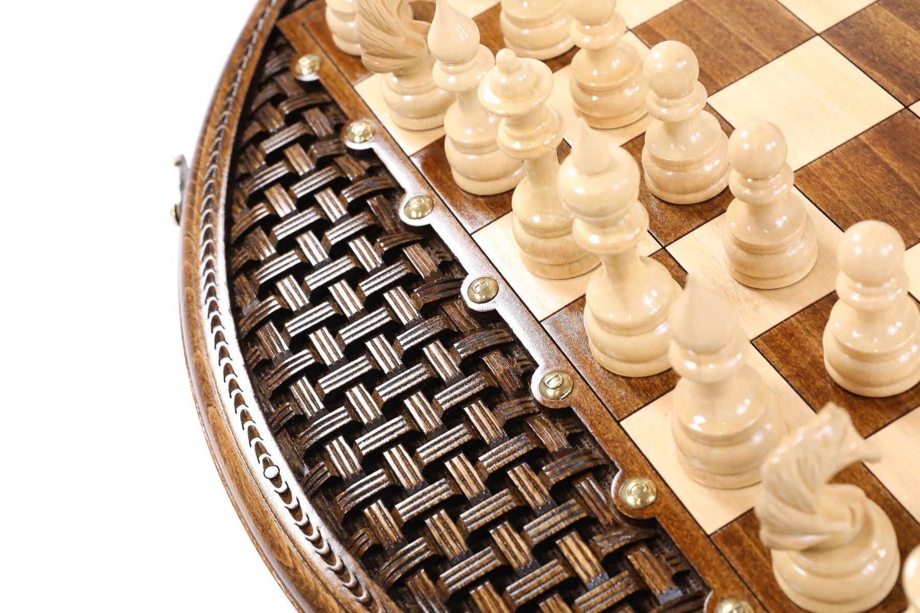 Unique Circular Carved & Handmade Chess Set - Artistic Design - Unumperfectus