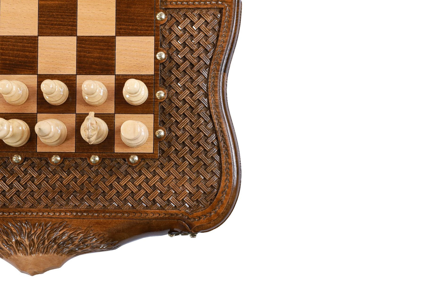 Chess-backgammon with braid-pattern with copyrighted Mount