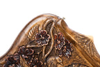 Hand Carved Deer backgammon board - close-up of the carved design