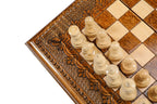 Classic Chess backgammon board - detail of the wood grain and finish