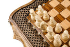 Carved Braid Pattern chess and backgammon set - carrying case included