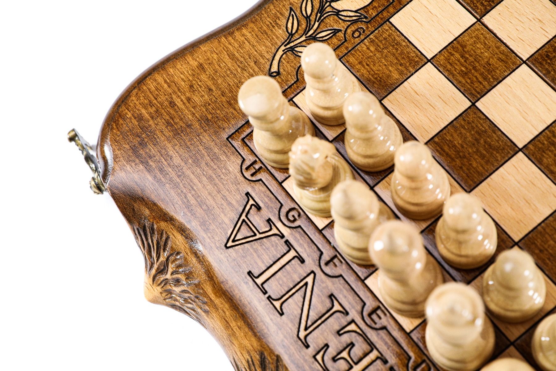 Wooden Chess Set & Backgammon With Mount Ararat 30 cm | 11.8" - Unumperfectus