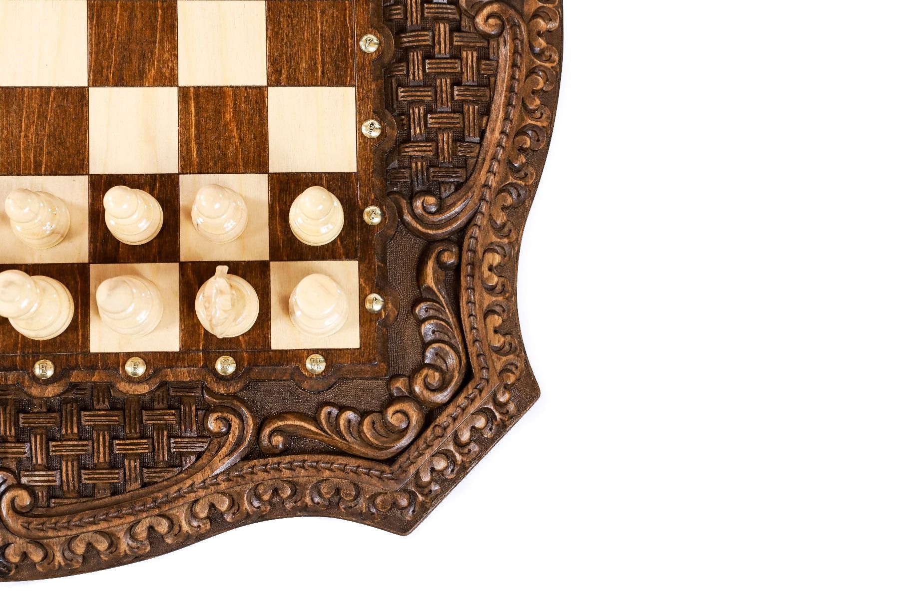 Table Chess Set - Wooden Design with Contour Outline - Unumperfectus