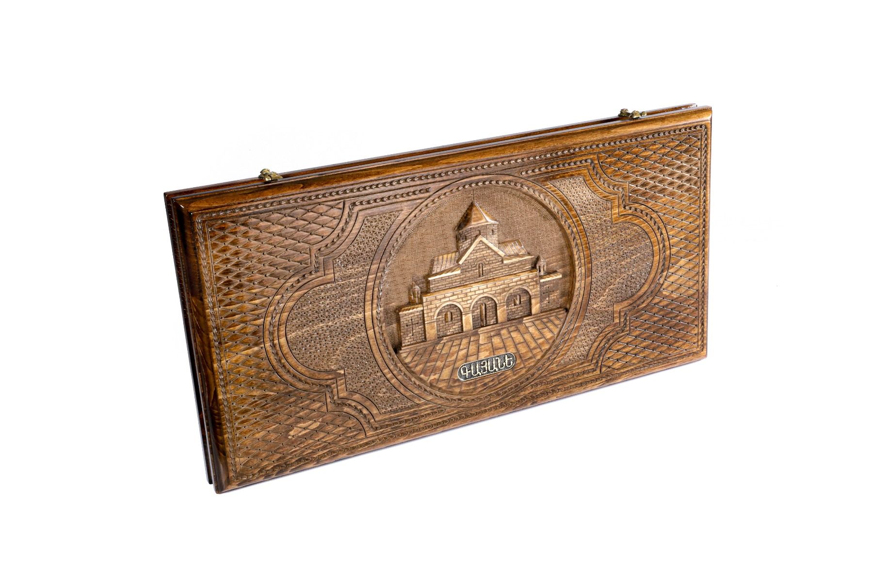 Luxury handcrafted Church of St. Gayane backgammon board by Hrachya Ohanyan
