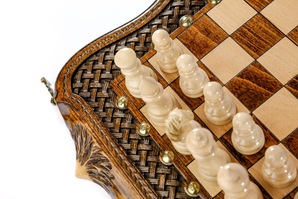 Chess & Backgammon Set — Braid Pattern with Mount Ararat Outline 40 cm | 15.6" - Unumperfectus