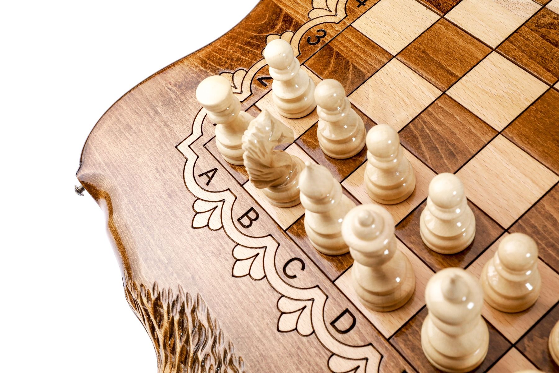Wooden Chess & Backgammon Set — Braid Pattern 50 cm | 19.7" - Unumperfectus