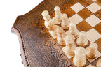 2 in 1 Chess backgammon board - detail of the wood grain and finish