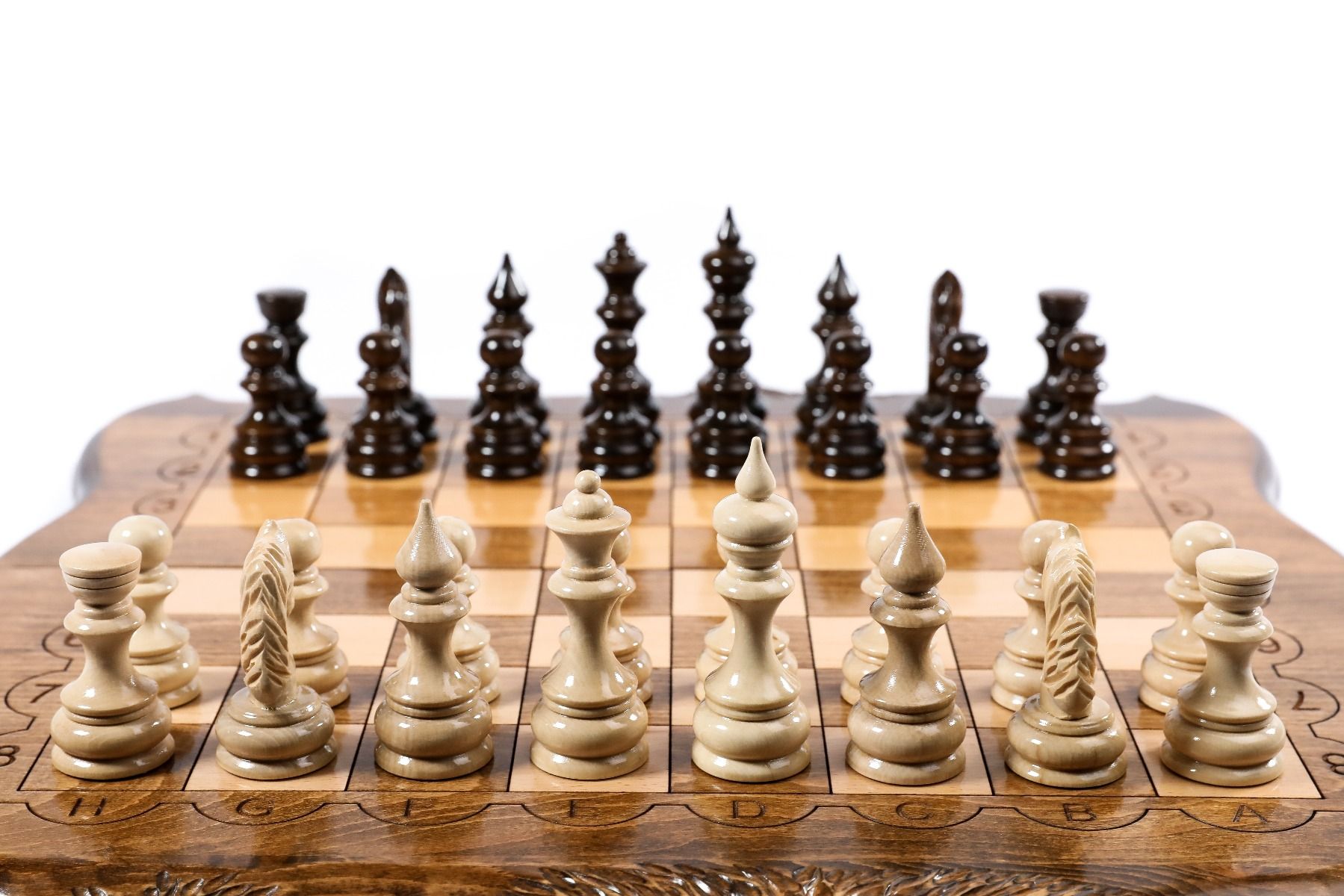 Handmade Chess Set With Mount Ararat Outline 50 cm | 19.7" - Unumperfectus