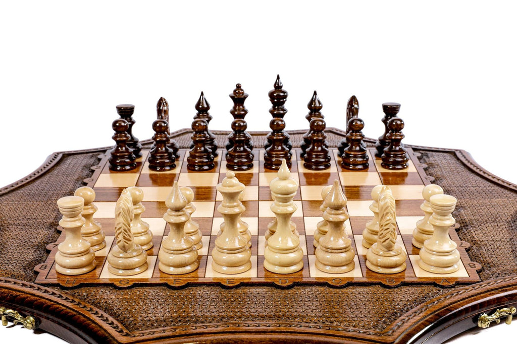 Wooden Carved Chess Set Star-Shaped 60 cm | 24.7" - Unumperfectus