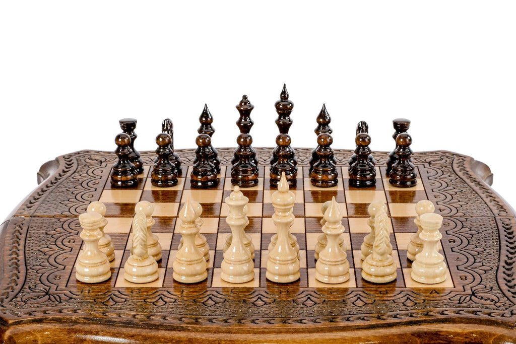 Carved Chess Set Contour Outline 30 cm | 11.8" - Unumperfectus