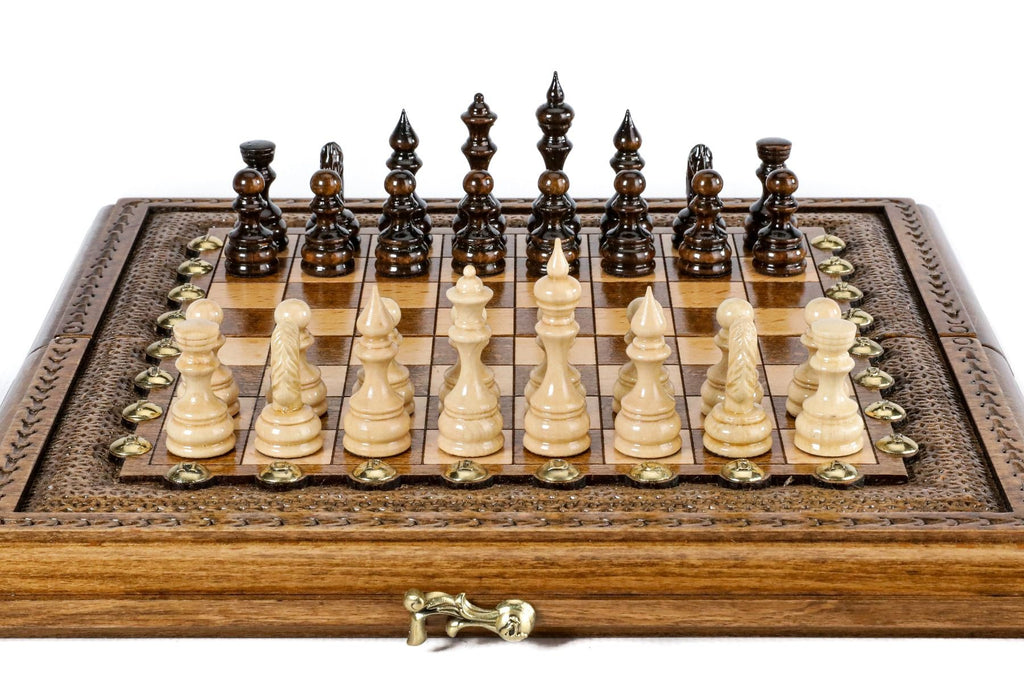 Premium artisan chess set classic wooden luxury craftsmanship