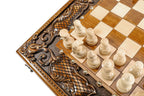 Ornamental bas-relief chess-backgammon classic