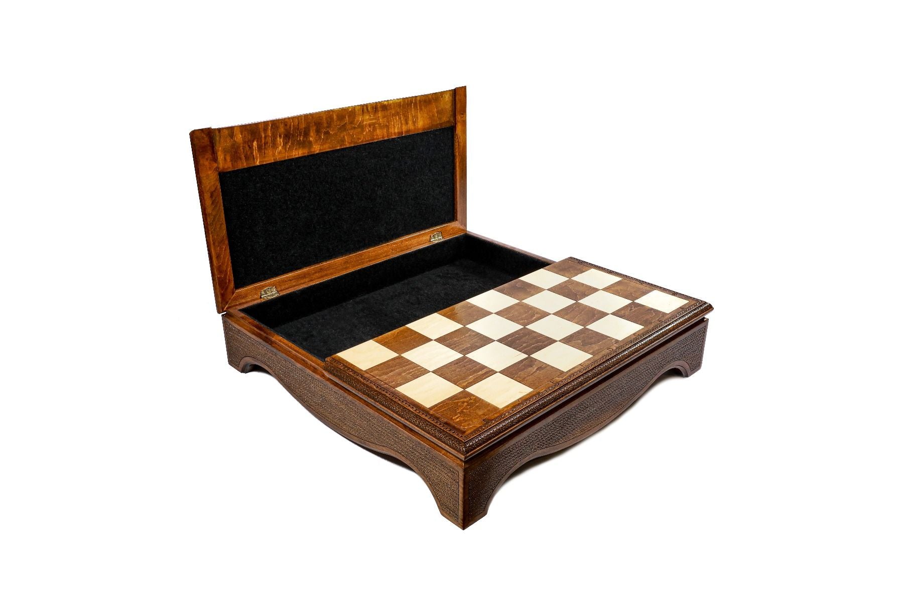Premium artisan chess set wooden box integrated gameplay set