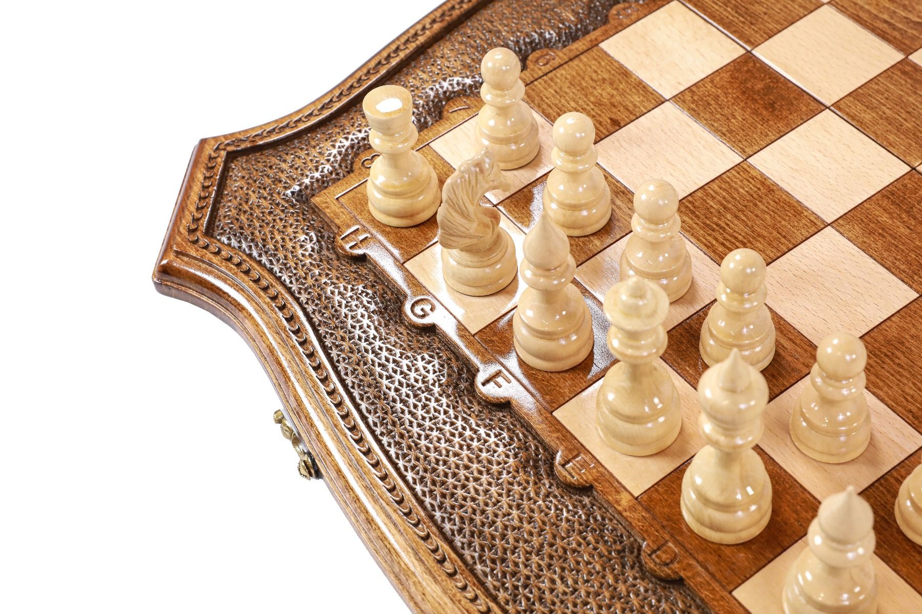 Carved Wooden Chess Set & Backgammon 60 cm / 24.7" - Unumperfectus