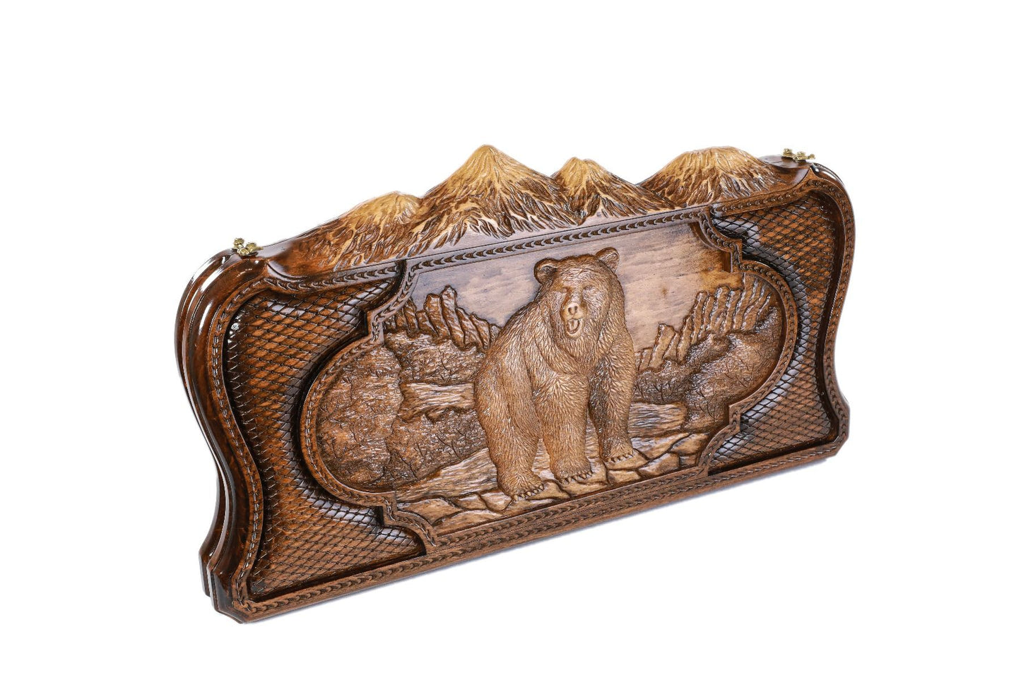Bear & Deer Two-Sided Backgammon Set - Mountain Contour Design