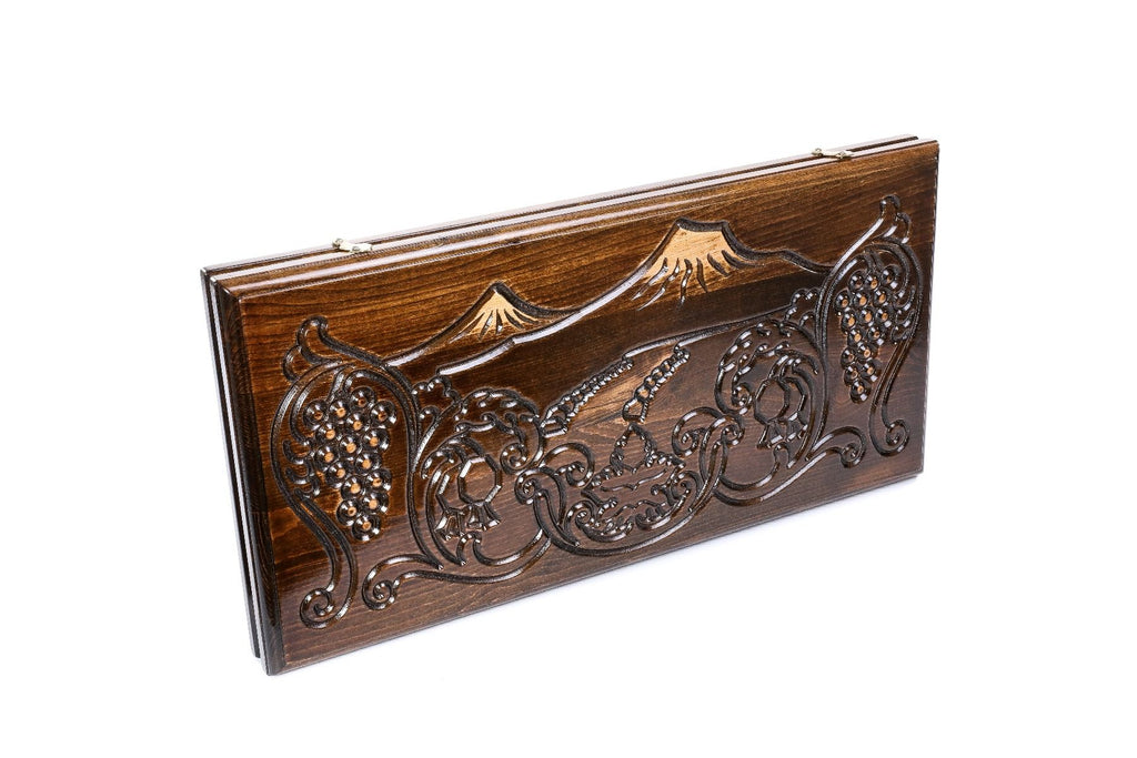 Large Armenian backgammon board with cultural motif craftsmanship