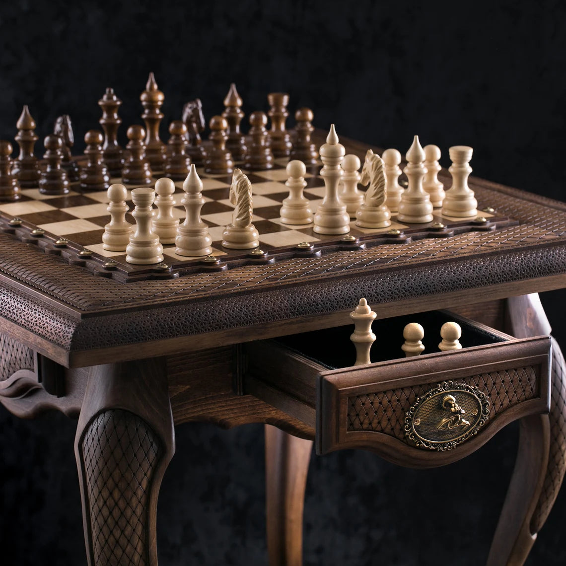 Handcrafted Wooden Chess Table