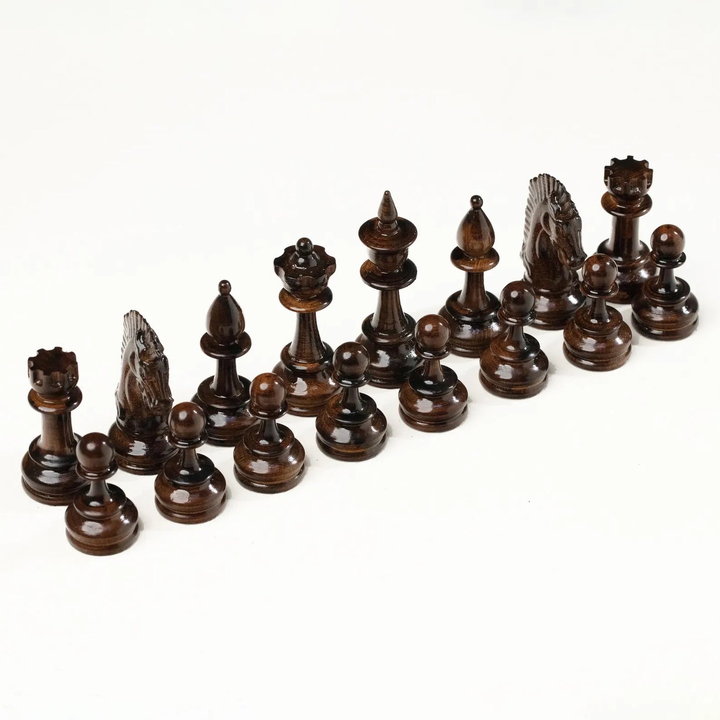 Intricately Carved Wooden Chess Set - A Masterpiece of Artistry
