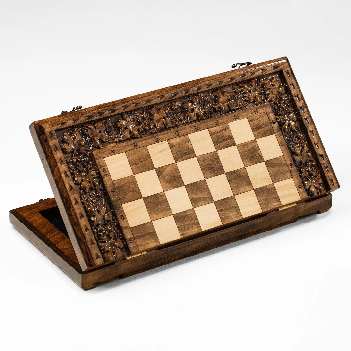 Intricately Carved Wooden Chess Set - A Masterpiece of Artistry