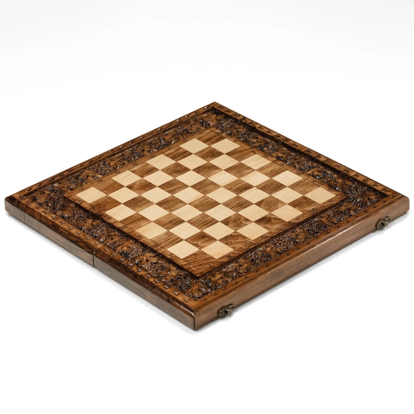 Intricately Carved Wooden Chess Set - A Masterpiece of Artistry