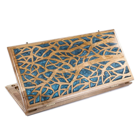 Backgammon set with epoxy made by Hrachya Ohanyan, handmade & handcrafted
